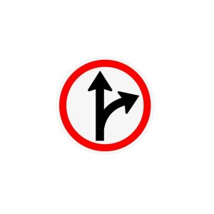 Road sign go straight or turn right