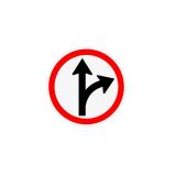 road sign go straight or turn right