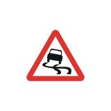 road sign slippery road