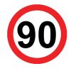 Road sign Maximum speed 90