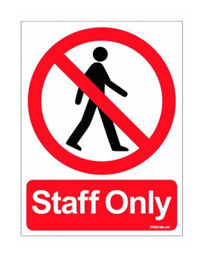 SIGN STAFF ONLY 20*30CM