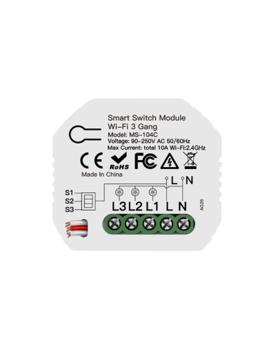 Hidden Wi-Fi smart switch 3 gang MS-104C