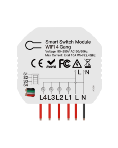 Hidden Wi-Fi smart switch 4 gang MS-104D